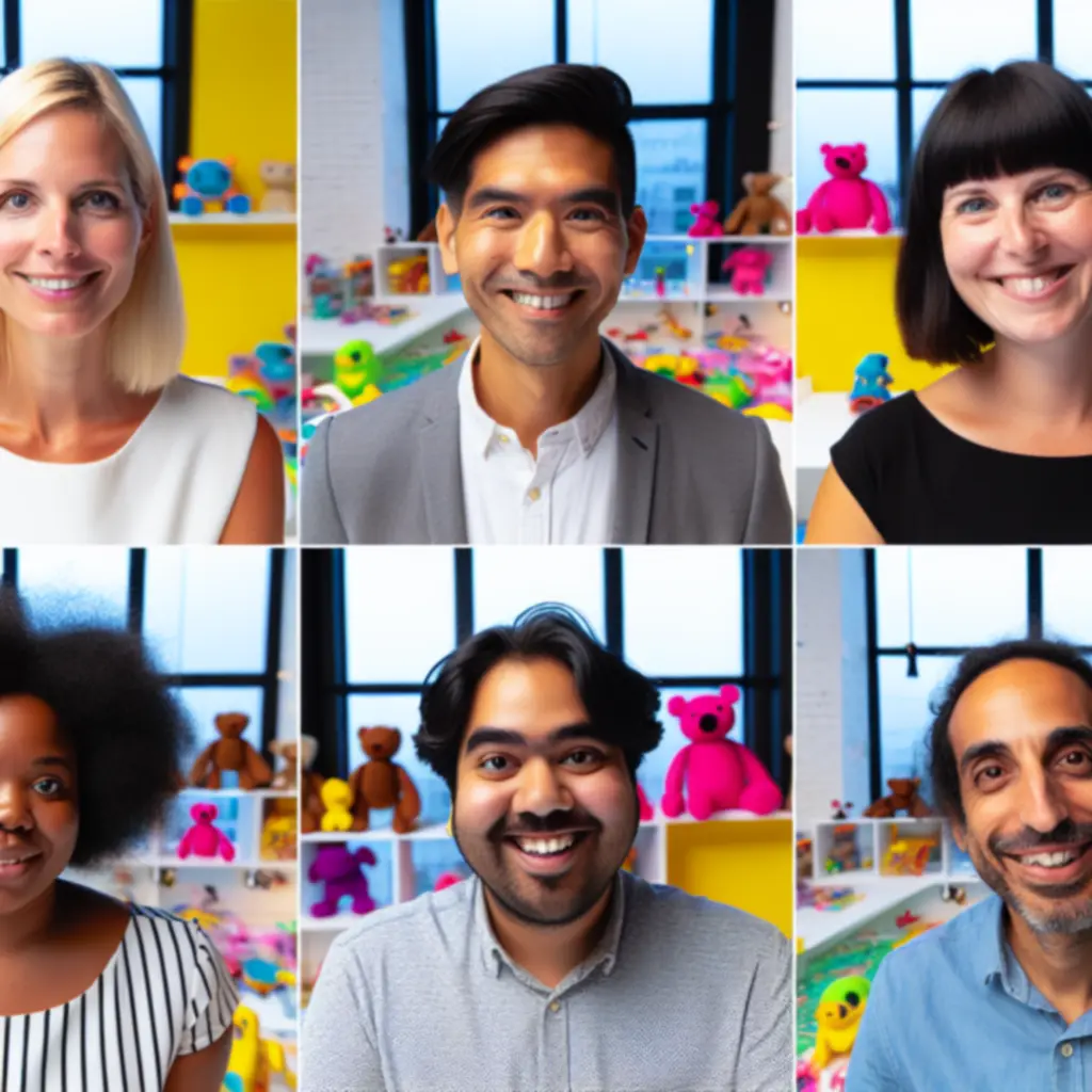 Fundadores de ChickToy revisando juguetes de pollitos y gallinas
