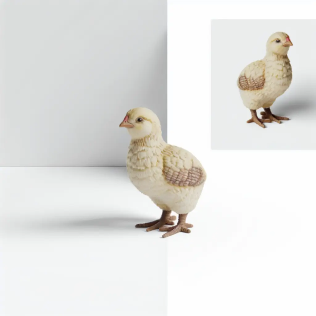 Figuritas detalladas que muestran el ciclo de vida de un pollito