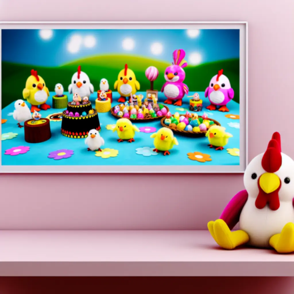 Colección de peluches, figuras y juegos de pollitos y gallinas